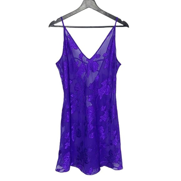 Vintage Other - Vintage 90s Purple Sheer Floral Sleeveless Nightgown Medium